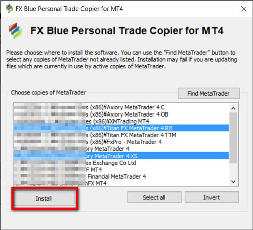 FX Blue Personal Trade Copier for MT4のインストール方法2