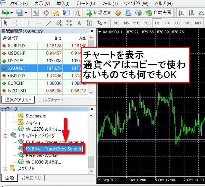 FX Blue Personal Trade Copier for MT4の設定方法1